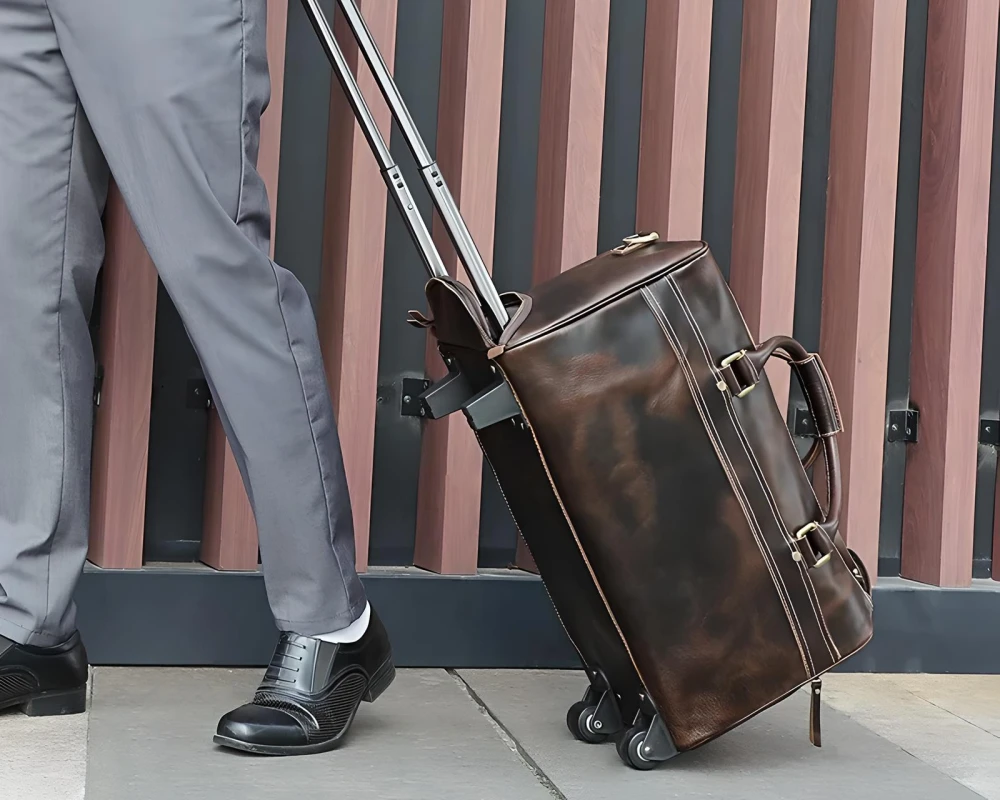 leather carry on luggage wheeled